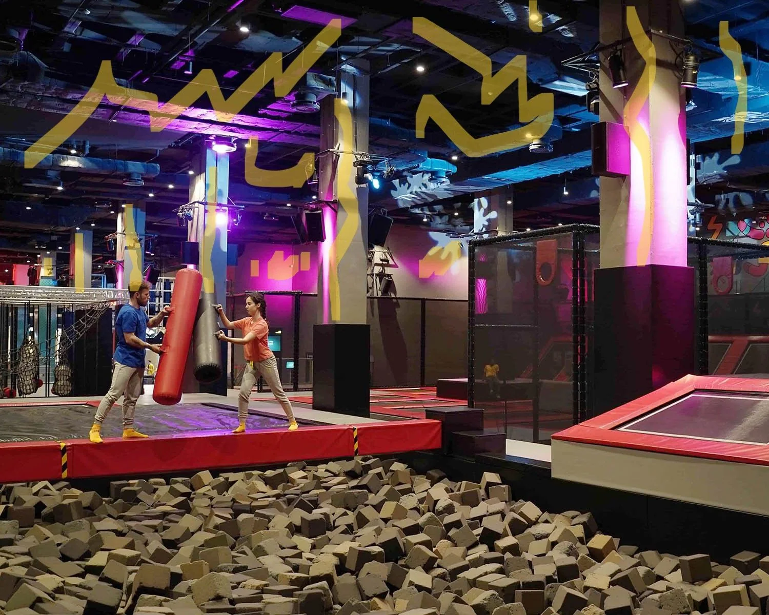 Play area with a foam pit at Hupalupa